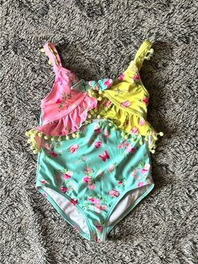 Paisley Lane Floral Swimwear One-Piece - Pink, Yellow & Aqua